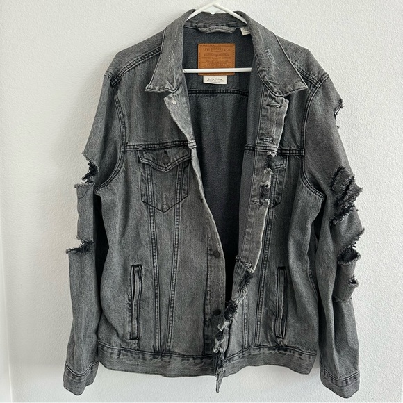 Levi's Premium Big E Ripped Distressed Trucker Jean Jacket Size: XXL - Picture 6 of 16